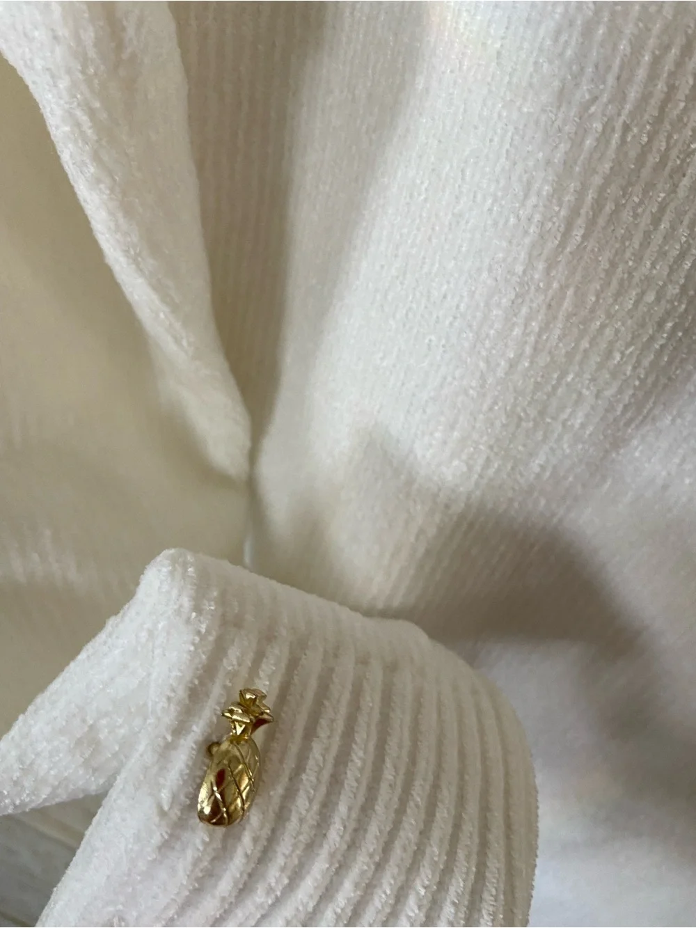 Lilly Pulitzer Praxon Chenille Sweater Coconut with gold pineapple buttons, XXS